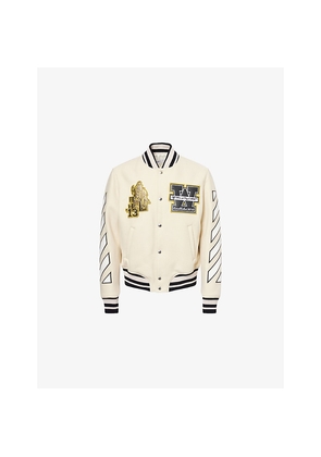 Mens Off-White C/O Virgil Abloh Lion Varsity Patches Wool-Blend Jacket