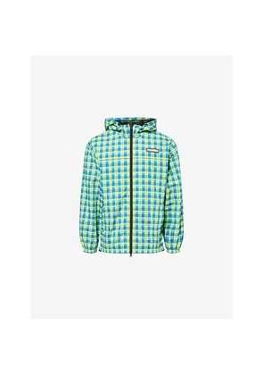 Mens Pleasures x Boiler Room Practice Check-Print Hooded Cotton-Blend Jacket