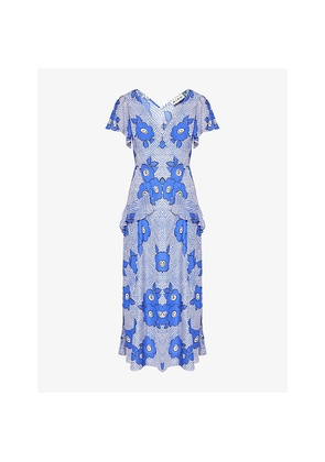 Womens Rixo Evie Floral Silk Midi Dress