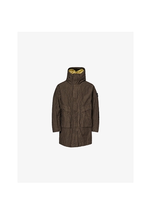 Mens Stone Island Hooded Corduroy Coated Cotton-Blend Parka