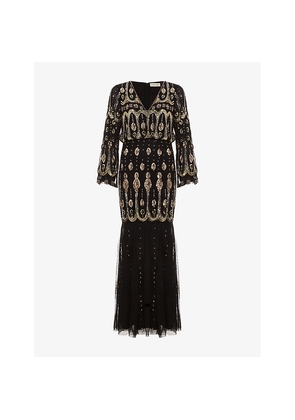 Womens Phase Eight Petite Sequin-Embellished Woven Maxi Dress