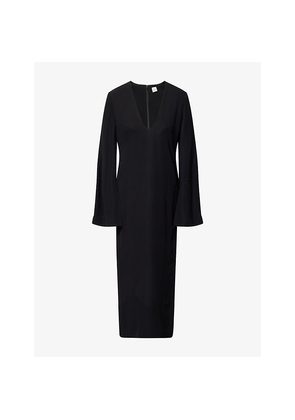 Womens Toteme Bell-Sleeves Plunge Woven Maxi Dress