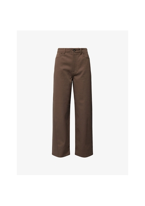 Womens Toteme Twisted-Seam Wide-Leg Cotton-Poplin Trousers