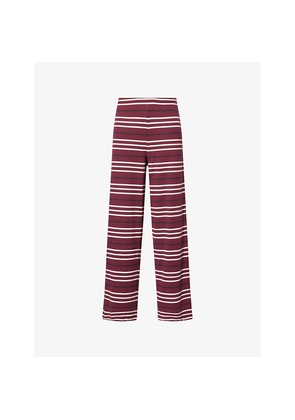 Womens 4th & Reckless Liliana Striped Ribbed Stretch-Cotton Trousers