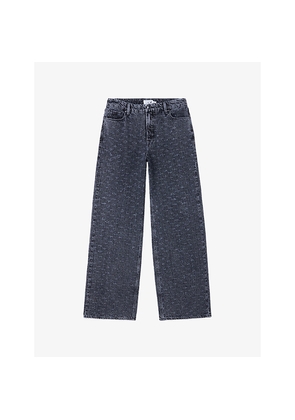 Womens Good American x Dolly's Joleans By Dolly Parton Crystal-Embellished Relaxed-Fit Stretch-Denim Jeans