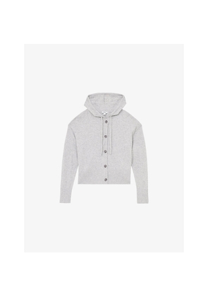 Womens Reiss Evie Button-Up Wool and Cashmere-Blend Hoody