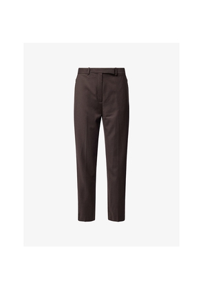 Womens Theory High Waist Tapered-Leg Wool Trousers