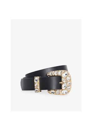 Womens Good American x Dolly's Joleans By Dolly Parton Crystal-Buckle Leather Belt