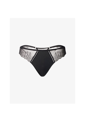 Womens Calvin Klein Geo Lace Stretch-Woven Thong