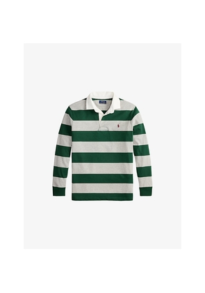 Mens Polo Ralph Lauren Striped Logo-Embroidered Cotton Rugby Shirt