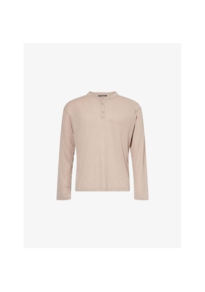 Mens Cole Buxton Distressed Henley Knit Top