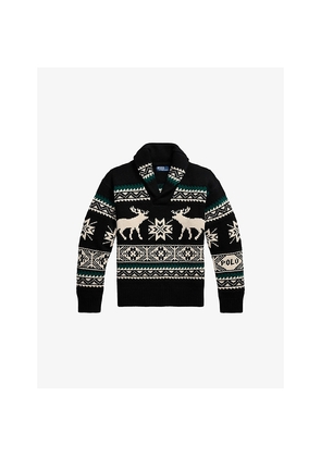 Mens Polo Ralph Lauren Printed Shawl-Collar Wool-Blend Jumper