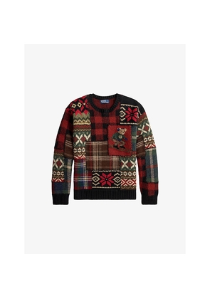 Mens Polo Ralph Lauren Crewneck Bear-Intarsia Wool-Blend Jumper