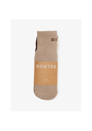 Womens Bo+Tee Branded Set Of Three Cotton Pilates Socks