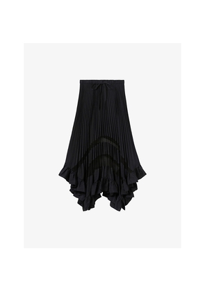 Womens Claudie Pierlot Pleated Elasticated-Waist Woven Midi Skirt