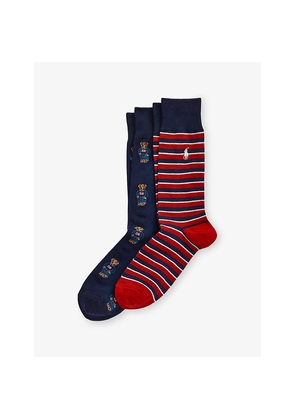Mens Polo Ralph Lauren Logo-Embroidered Pack-Of-Two Stretch Cotton-Blend Crew Socks