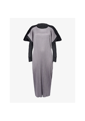 Womens Pleats Please Issey Miyake Square Plisse Knitted Midi Dress