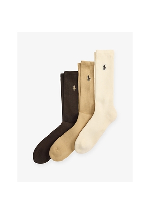 Mens Polo Ralph Lauren Logo-Embroidered Pack-Of-Three Stretch-Cotton Socks