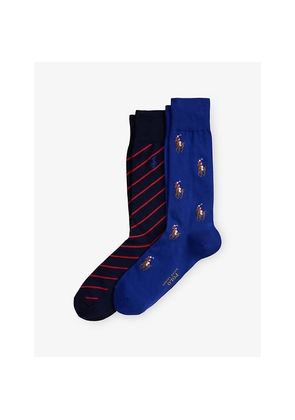 Mens Polo Ralph Lauren Logo-Embroidered Pack-Of-Two Stretch Cotton-Blend Socks