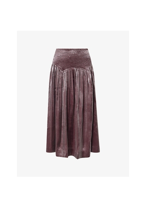 Womens Damson Madder Layla High-Waist Woven Midi Skirt