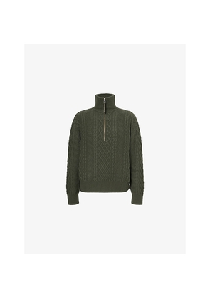 Mens Loewe Cable-Knit Zip-Up Wool Sweater