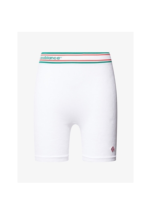 Womens Casablanca Seamless Ribbed Stretch-Woven Shorts