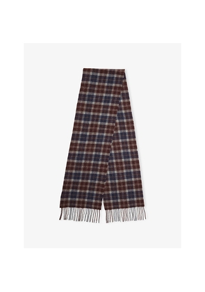 Mens Barbour Fringed Tartan Wool Scarf