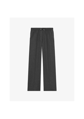 Womens The Kooples Drawstring Straight-Leg Stretch Wool-Blend Trousers