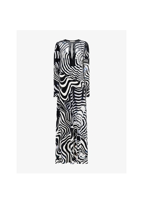 Womens Mary Katrantzou Carrington Long-Sleeve Velvet Kaftan Maxi Dress