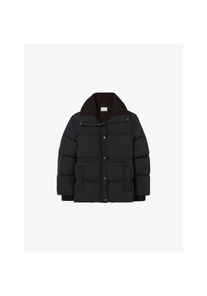 Womens Claudie Pierlot Padded Ribbed-Collar Woven Puffer Jacket