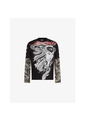 Mens Trapstar x Ed Hardy Medusa Long-Sleeve Cotton Top