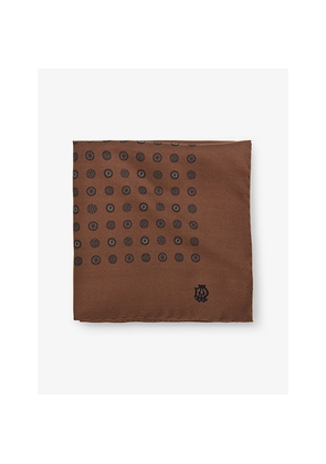 Mens Dunhill Circular-Print Silk Pocket Square