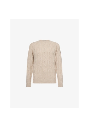 Mens Corneliani Cable-Knit Crewneck Wool and Cashmere Jumper