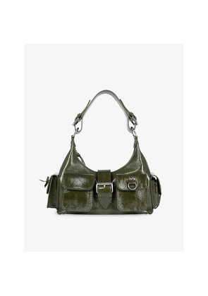 Womens The Kooples Amelia Cracked-Leather Shoulder Bag