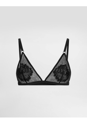 Dolce & Gabbana Lace And Tulle Soft-cup Triangle Bra - Woman Underwear Black 4