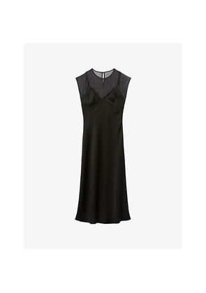 Womens Claudie Pierlot Flowy Lace-Trim Organza Midi Dress