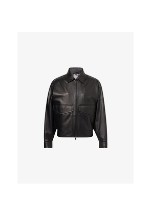 Mens Corneliani Pointed-Collar Boxy-Fit Leather Bomber Jacket