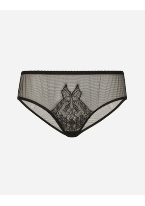 Dolce & Gabbana Tulle Briefs With Lace Inlay - Woman Underwear Black 3