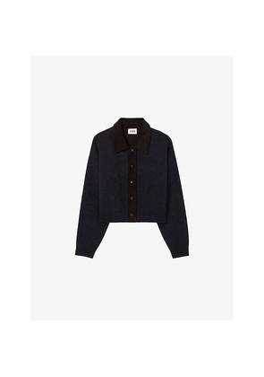 Womens Claudie Pierlot Collared Regular-Fit Stretch Wool-Blend Cardigan