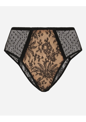 Dolce & Gabbana ハイウエストショーツ ドットチュールレース - Woman Underwear Black Lace 4