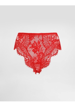 Dolce & Gabbana High-waisted Lace Briefs - Woman Underwear Red 1