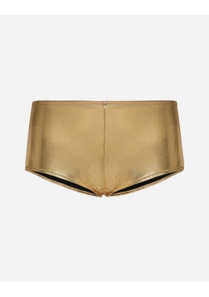 Dolce & Gabbana Foiled Jersey Low-rise Panties - Woman Pants And Shorts Gold Jersey 2