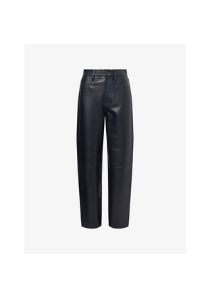 Womens Frame The Neat Tapered-Leg Leather Trousers