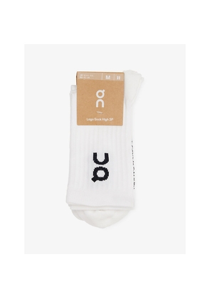 Mens Logo Ribbed Pack Of Three Stretch-Cotton Blend Socks