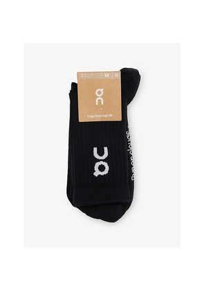 Mens Logo Ribbed Pack Of Three Stretch-Cotton Blend Socks