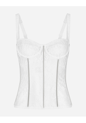 Dolce & Gabbana Lace Lingerie Bustier With Straps - Woman Shirts And Tops White Lace 3