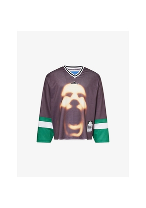 Mens Awake Ny Hockey Graphic-Print Mesh Jersey Top