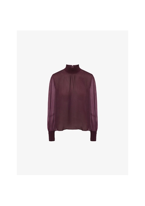 Womens Me And Em Straight High-Neck Silk Blouse