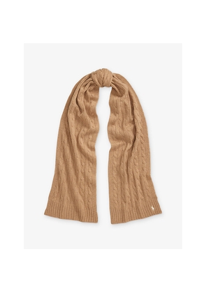Womens Polo Ralph Lauren Cable Knitted Wool and Cashmere Scarf