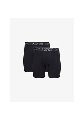Mens Nike Elite Pack Of Two Stretch-Cotton Long Boxer Briefs
